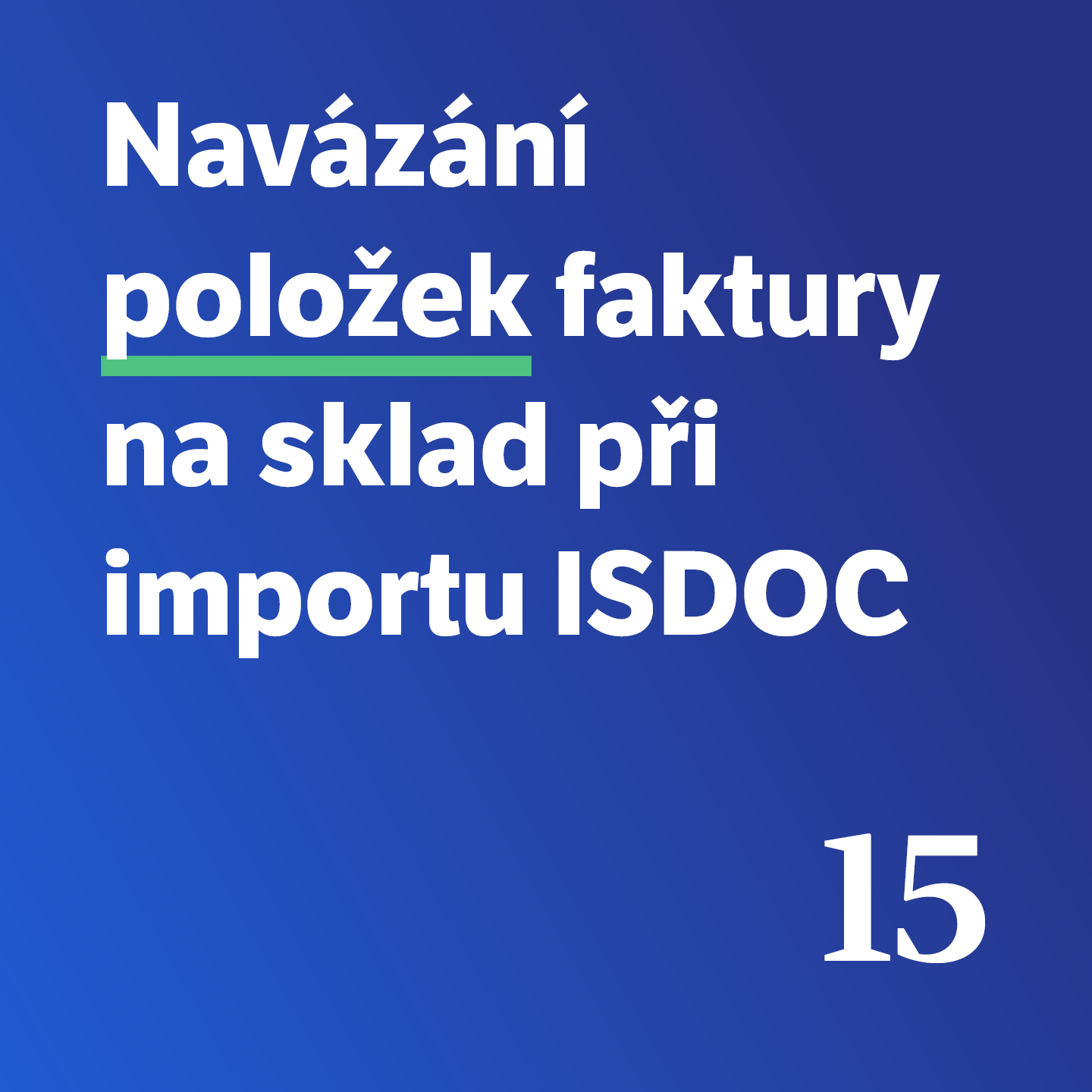 15 Navázání položek faktury na sklad při importu ISDOC 