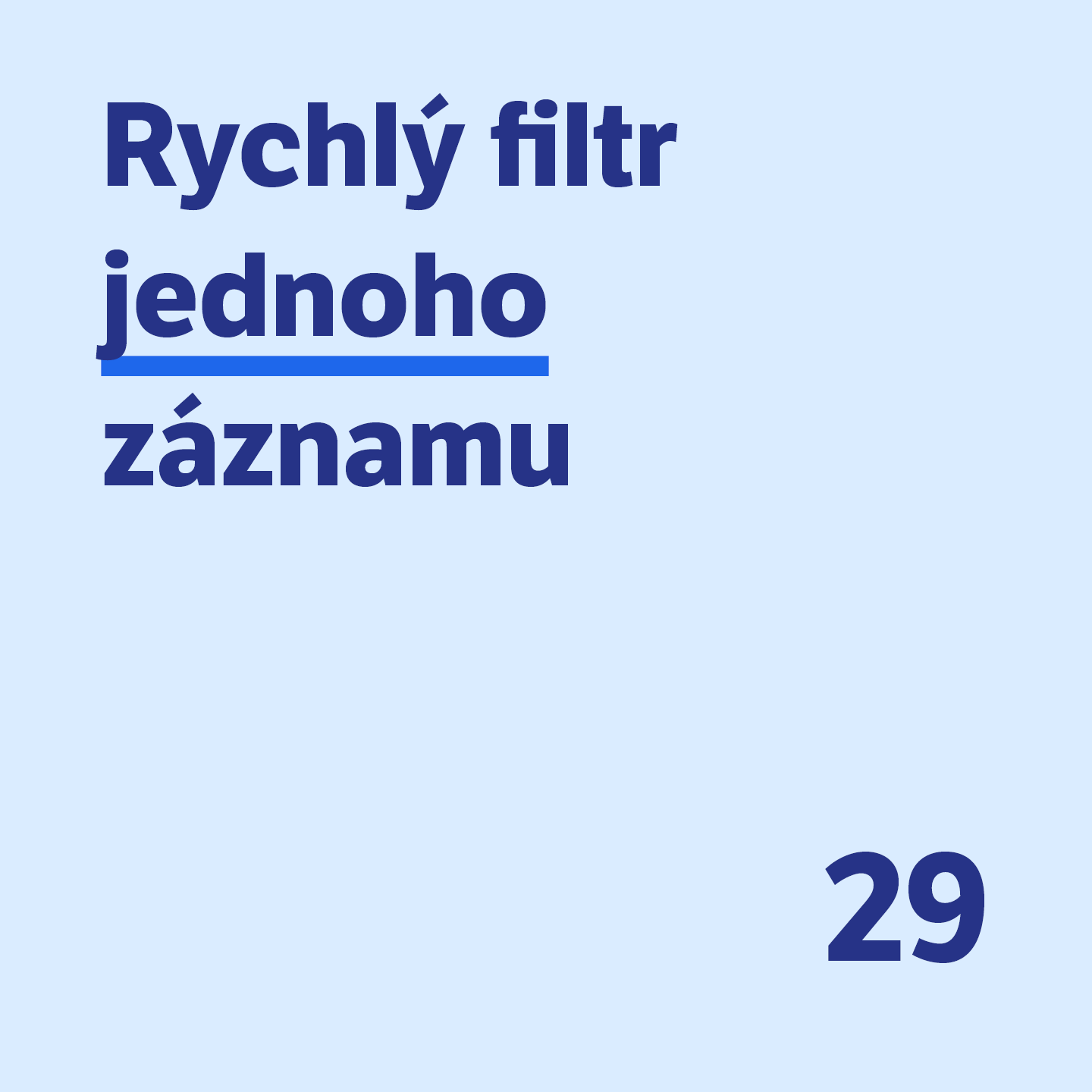 29 Rychlý filtr jednoho záznamu 