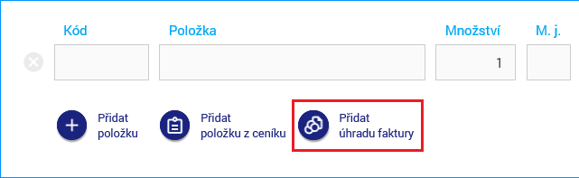 Povelem Přidat úhradu faktury vyberete faktury k likvidaci na pokladní doklad