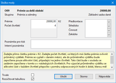 PAMICA rozpočítá odměny za delší období (třinácté a čtrnácté platy) do průměrného výdělku v poměru k odpracované době