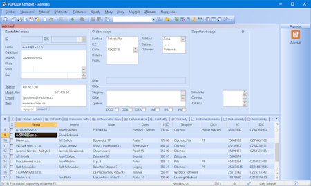 Účetní program POHODA: Adresář v programu POHODA