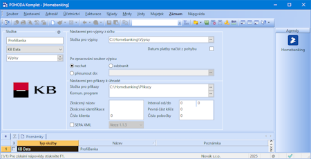 Účetní program POHODA: Agenda Homebanking v programu POHODA