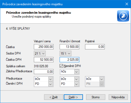 Účetní program POHODA: Leasingový majetek