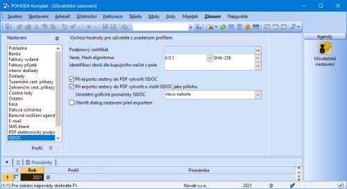 Při exportu a odesílání PDF dokumentu můžete nově exportovat ISDOC dokument přímo do přílohy PDF dokumentu