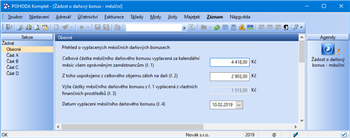 Agenda Žádost o daňový bonus