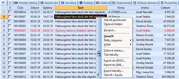 Export obsahu tabulky