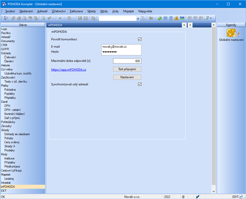 Nastavení komunikace v programu POHODA