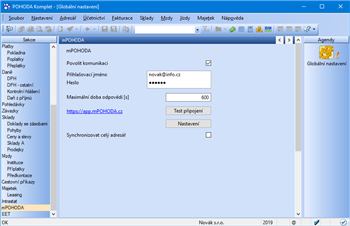 Nastavení komunikace v programu POHODA