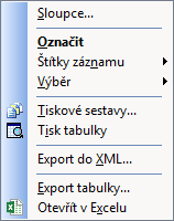 Sloupce tabulky