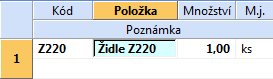 Položky dokladu