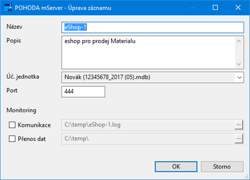 Správa a konfigurace POHODA mServeru