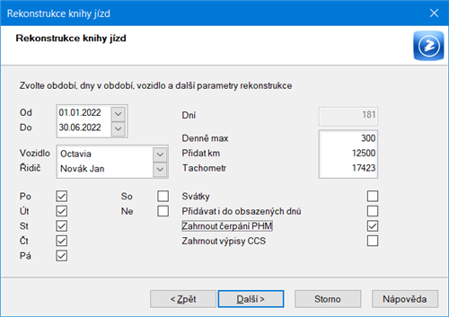 Samotná rekonstrukce knihy jízd