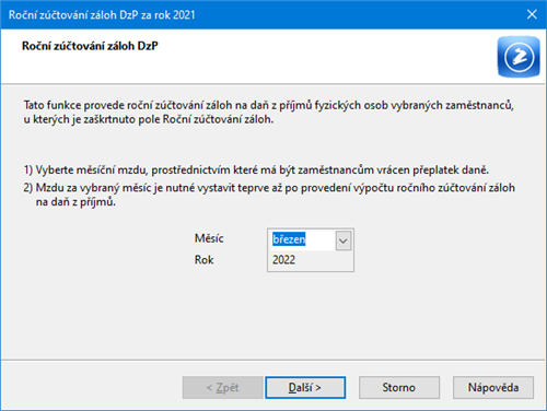 Roční zúčtování záloh DzP
