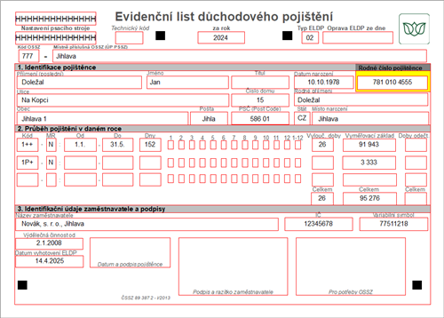 Příklad 1 – Pracovní poměr ukončený