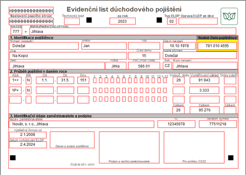 Evidenční list důchodového pojištění (ELDP)