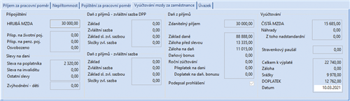 Vyúčtování mzdy za zaměstnance