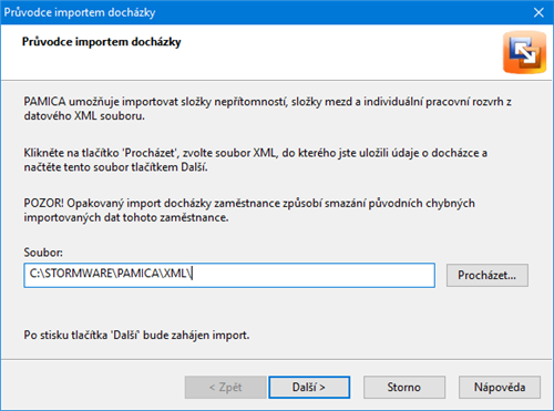 Import dat z docházkového systému