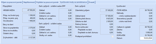 Vyúčtování mzdy za zaměstnance