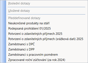 Předdefinované dotazy