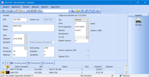 Vozidla (CTRL+SHIFT+V)