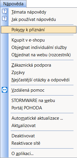 Pokyny k přiznání 