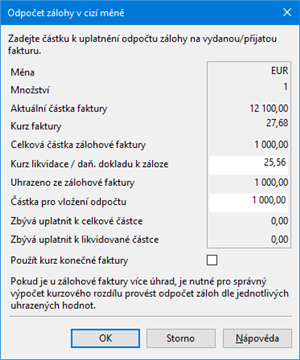 Zálohy v cizí měně