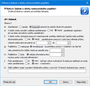 Příloha k žádosti o dávky nemocenského pojištění (NEMPRI)