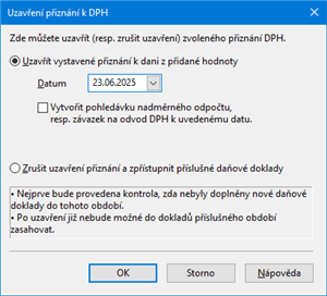 Vystavení a uzavření přiznání k DPH