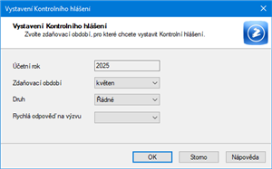 Vystavení kontrolního hlášenív programu POHODA