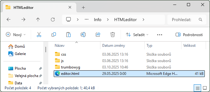 Obsah složky HTMLeditor