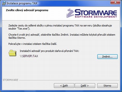 Síťová instalace programu TAX