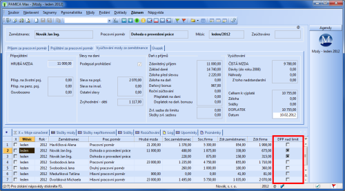 PAMICA: Pomocí nového sloupce si můžete jednoduše vyfiltrovat zaměstnance, jejichž odměna za činnost(i) na DPP překračuje částku 10 000 Kč, takže za ně budete odvádět sociální a zdravotní pojištění.