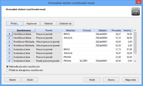 PAMICA: Pro příští práci v programu PAMICA se vám může hodit seznam zaměstnanců, u kterých jste si přednastavili rozúčtování. Takový seznam si jednoduše vytvoříte v dialogovém okně Hromadné vložení rozúčtování mezd pomocí tlačítka Uložit.