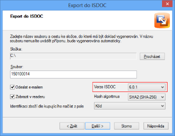 Pro export dat do formátu ISDOC můžete nově používat verzi 6.0.1. 