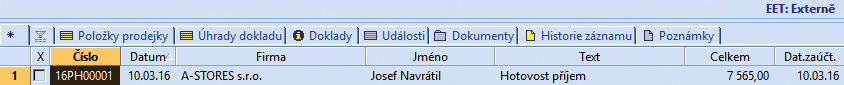 Účetní program POHODA – EET: Externě