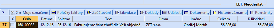 Účetní program POHODA – EET: Neodesílat