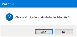 Automatické vložení adresy do agendy Adresář