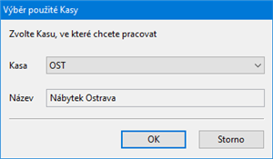 Spuštění agendy Kasa